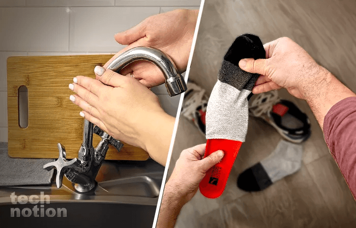 Трем руки о кран, а носки натягиваем на стельки обуви: 9 хитростей опытных хозяек