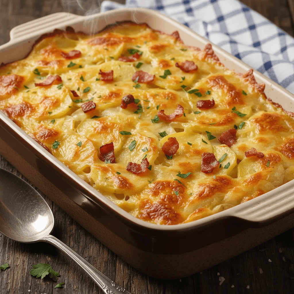 Готовим запеканку с куриной грудкой картофелем и беконом под сливочно-сырной заливкой