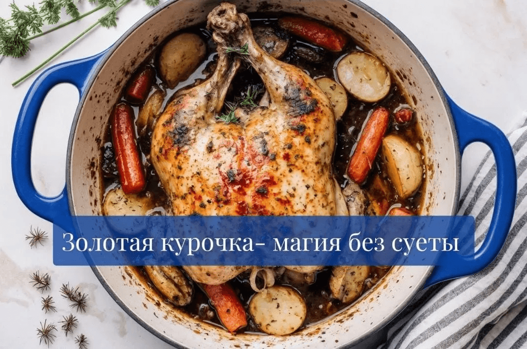 Ужин «как в ресторане» —  цыплёнок в духовке с золотой корочкой, сочным мясом и овощами снизу 