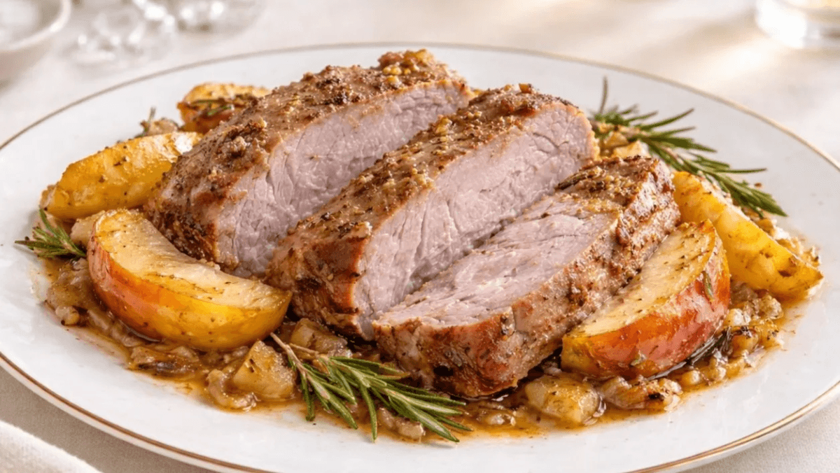 Как приготовить сочное мясо в духовке. Простой рецепт без хлопот свинины с яблоками 