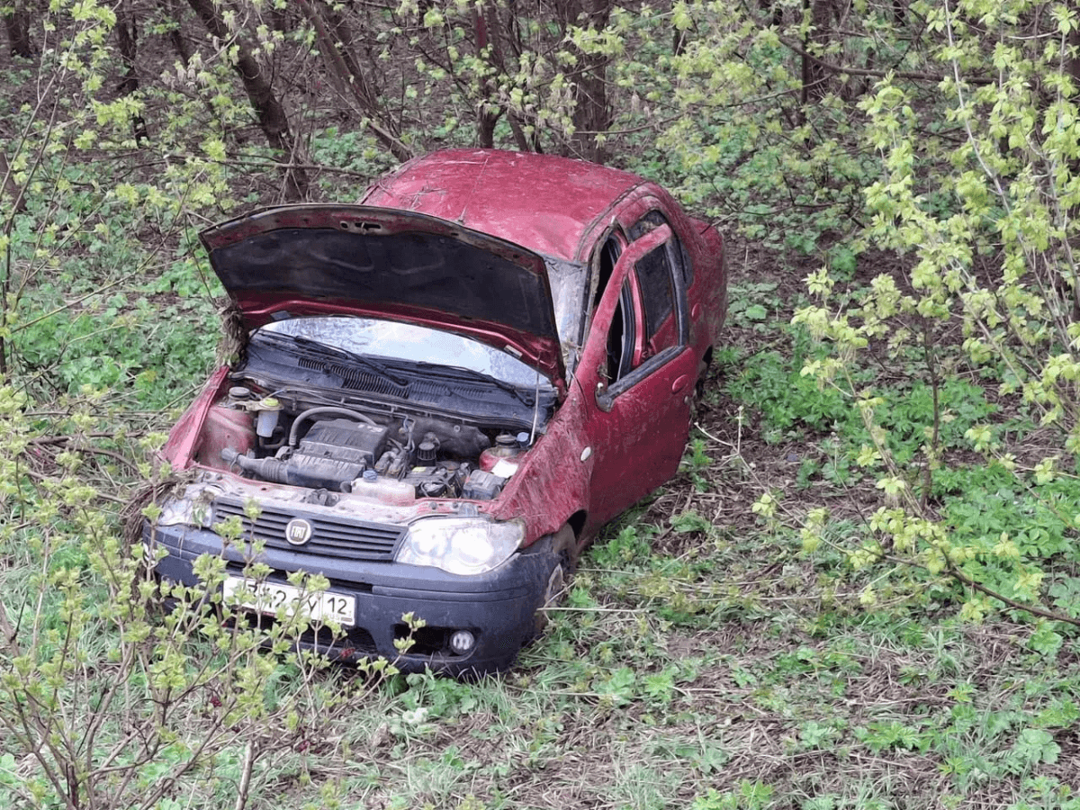 20-летний водитель Fiat при обгоне улетел с трассы в Марий Эл в кювет