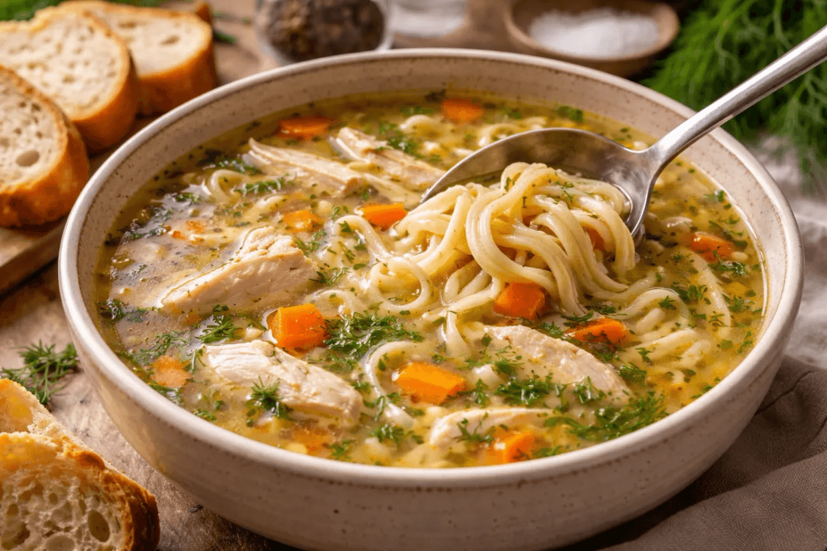 Наваристый суп с домашней лапшой и курицей: семейный согревающий рецепт на холодный вечер 