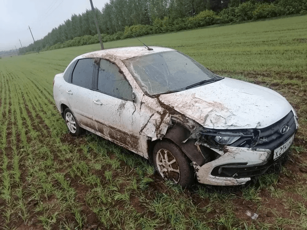 Пьяный водитель Лада Гранта перевернулся на трассе в Сернурском районе