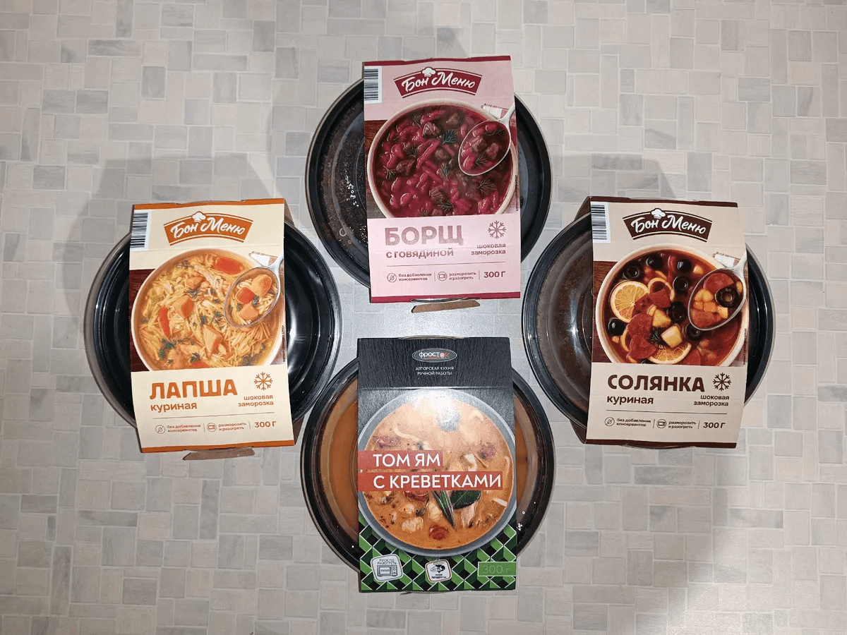 Обнаружила хитрую подмену: В магазинах Чижих скупают замороженные супы - уже попробовала Том Ям, солянку и борщ